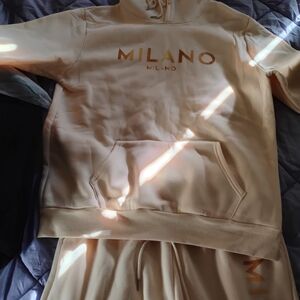 Milano Cream Hoodie and Sweatpants Set